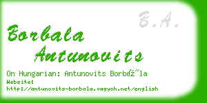 borbala antunovits business card